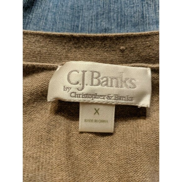 CJ Banks Size X Knit Top Blouse Shirt Brown Tan Knit Pull-Over - Picture 4 of 6